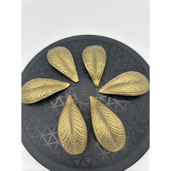 Lot Of 6 Brass Leaf Incense Holder Trinket Dish - Picture 3 of 3